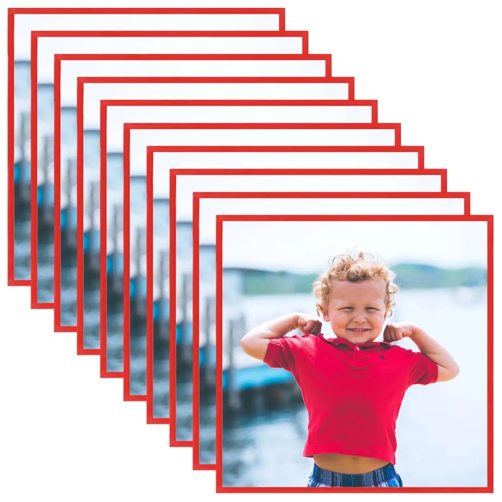 vidaXL Molduras para parede ou mesa 10 pcs 20x20 cm MDF vermelho