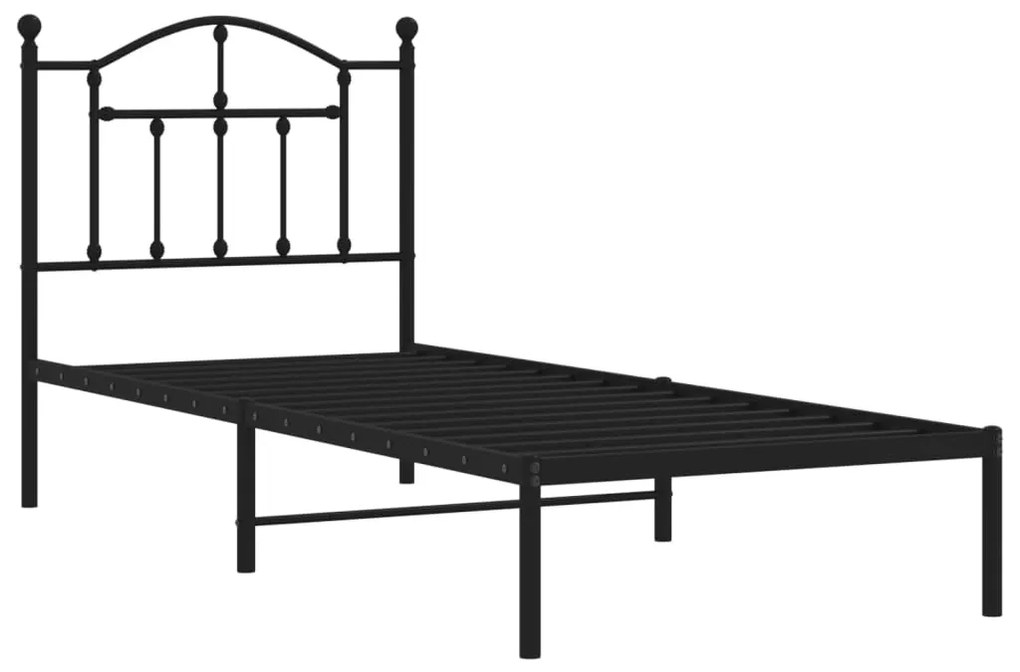 Estrutura de cama com cabeceira 80x200 cm metal preto