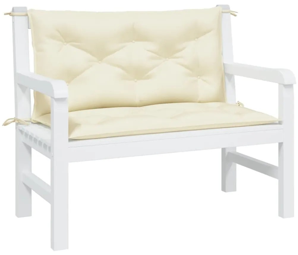 Almofadões p/ banco jardim 2 pcs 100x50x7cm tecido oxford creme