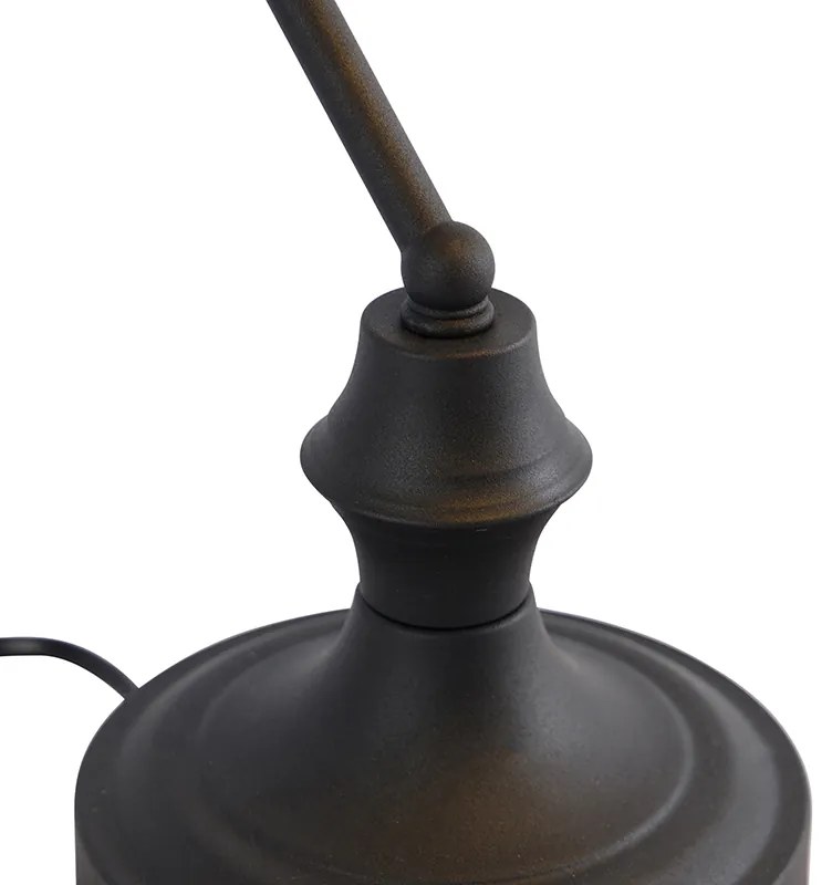 Candeeiro de escrivão clássico preto com vidro espelhado fumado - Banker