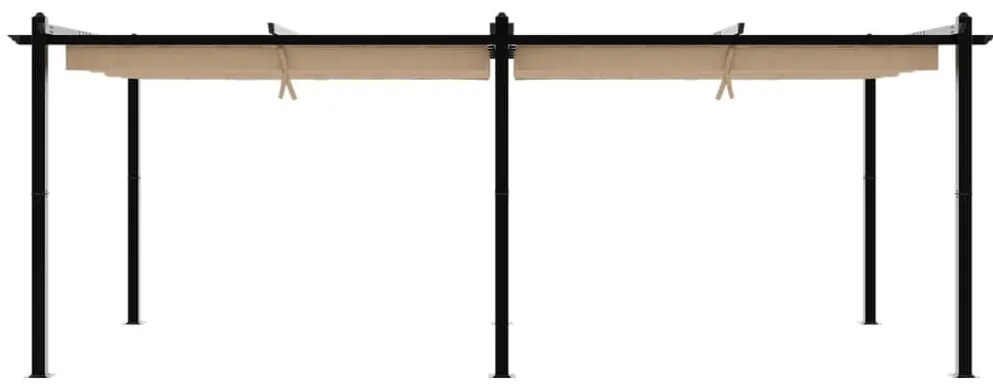Gazebo jardim c/ teto retrátil 3x6 m alumínio cinza-acastanhado