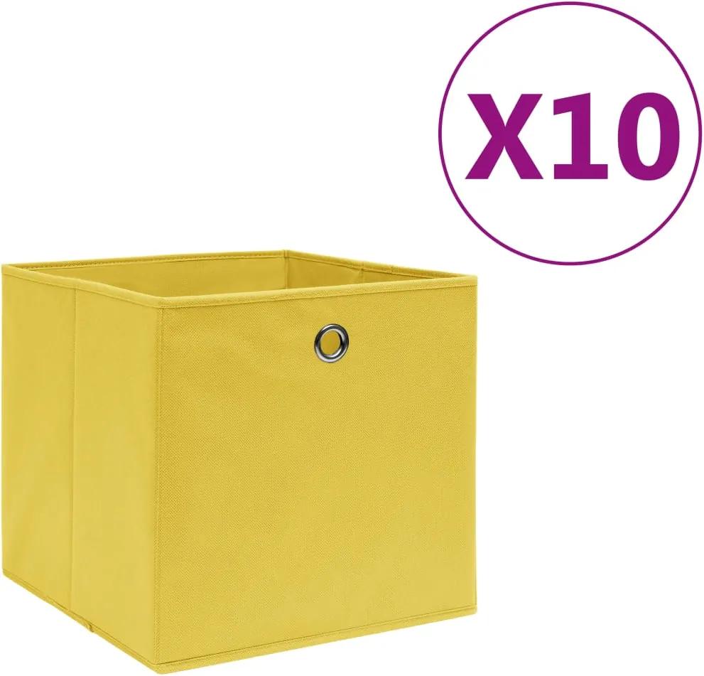 Caixas arrumação 10 pcs tecido-não-tecido 28x28x28 cm amarelo