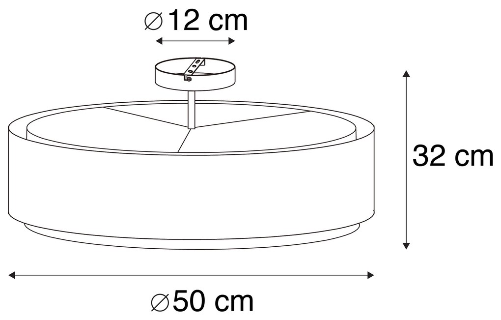 Candeeiro de teto moderno preto com dourado 50 cm 3 luzes - Drum Duo Moderno