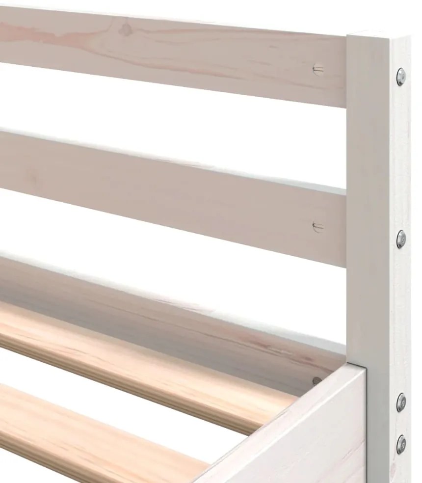 Cama alta c/ secretária e escada 160x200 cm pinho maciço branco