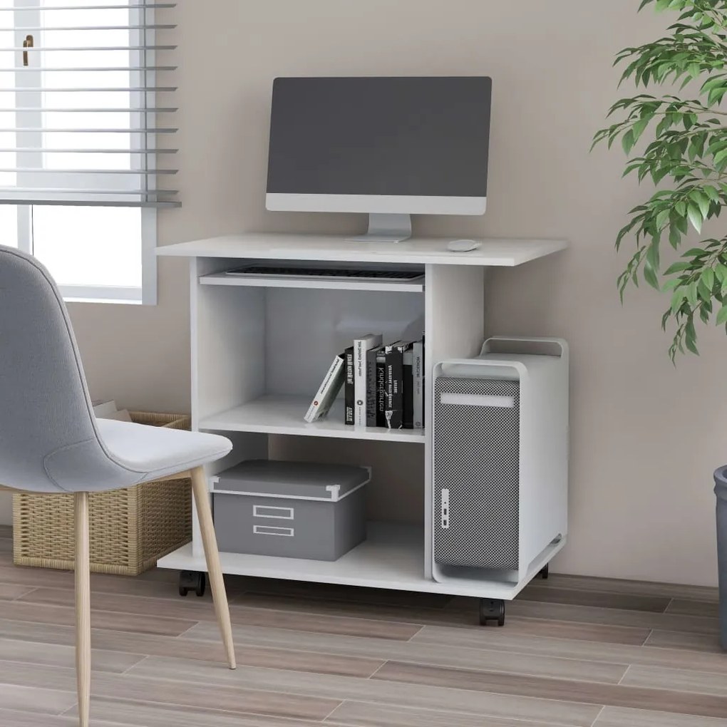 802900 vidaXL Secretária computador 80x50x75cm contraplacado branco brilhante