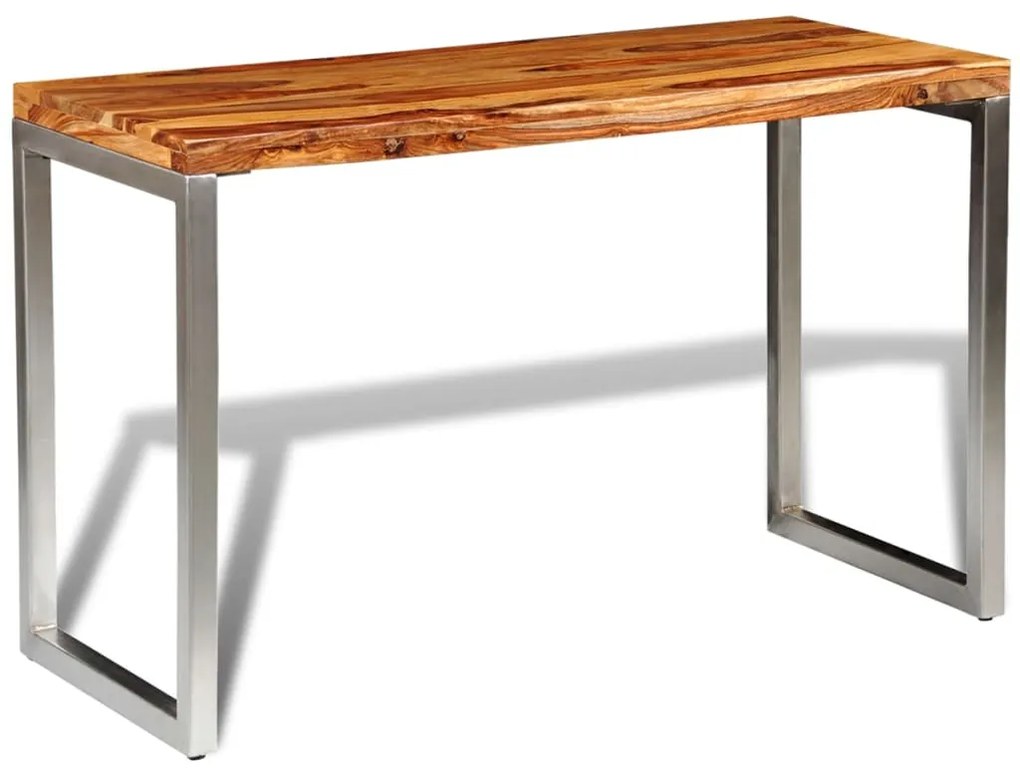 Mesa de jantar/escritório pernas de aço madeira maciça