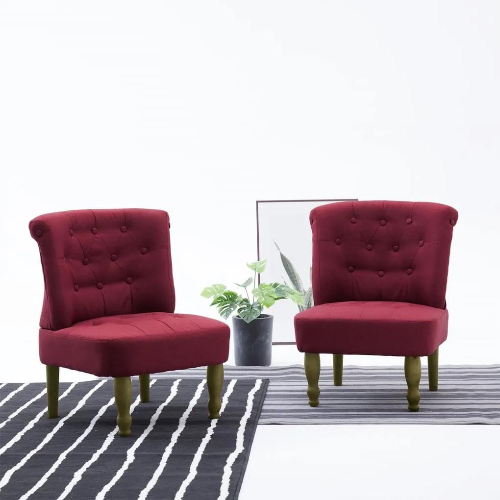 282129 vidaXL Cadeira francesa tecido vermelho tinto
