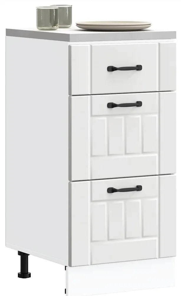 vidaXL Armário de cozinha baixo Lucca derivados de madeira branco