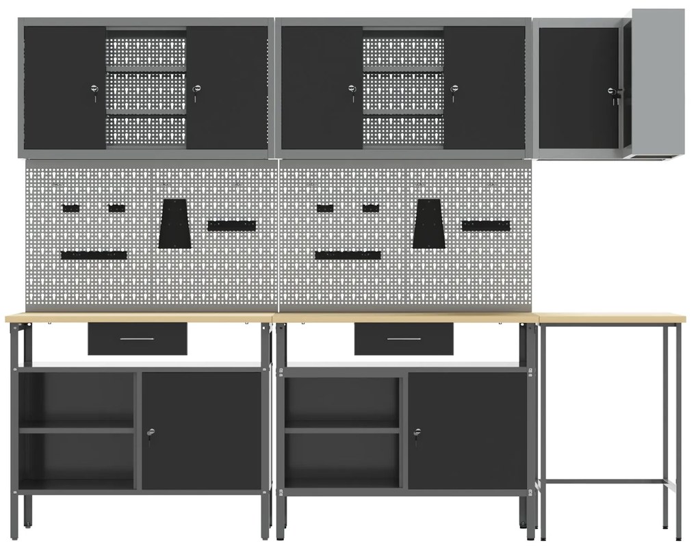 Conjunto de mesa para guardar ferramentas de 10 peças vidaXL em madeir