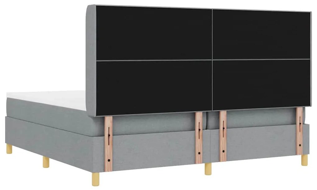 Cama Box com Colchão e Luz LED Cinza Claro 200x200 cm em Tecido