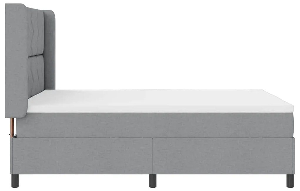 Cama Box com Colchão Cinza Claro 140x200 cm em Tecido.