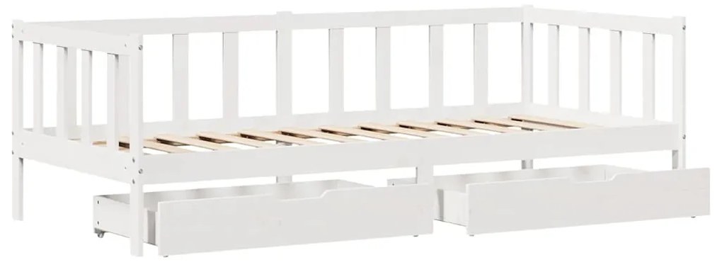 Sofá-cama com gavetas 80x200 cm madeira de pinho maciça