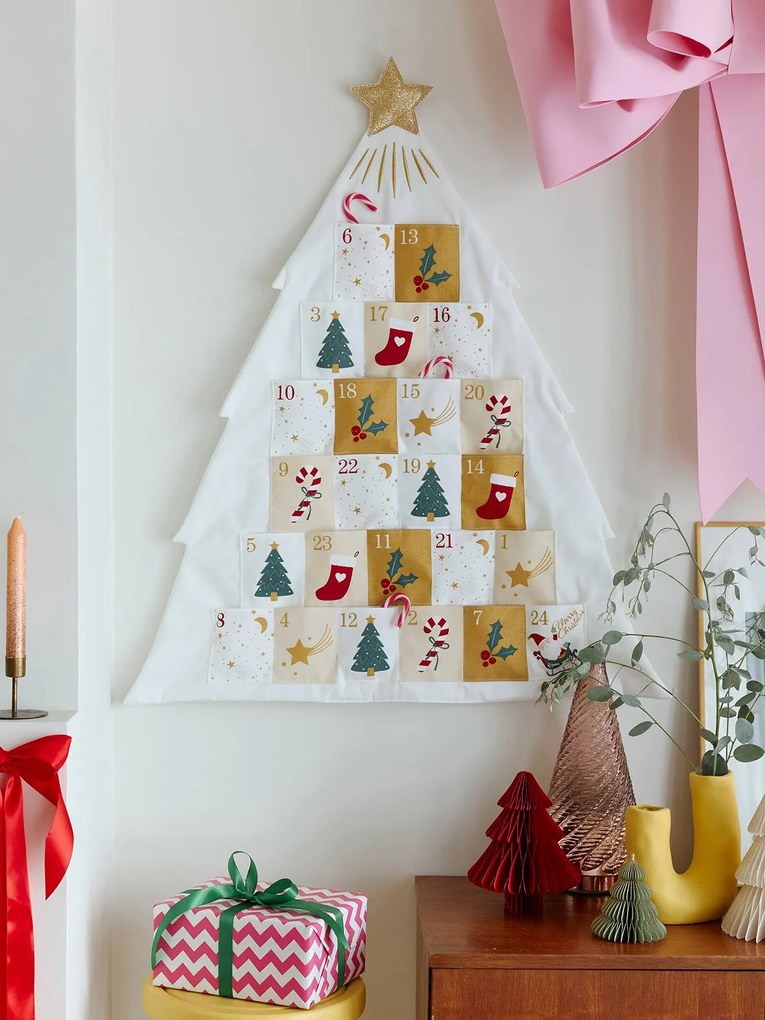 Calendário do advento Árvore de Natal branca branco