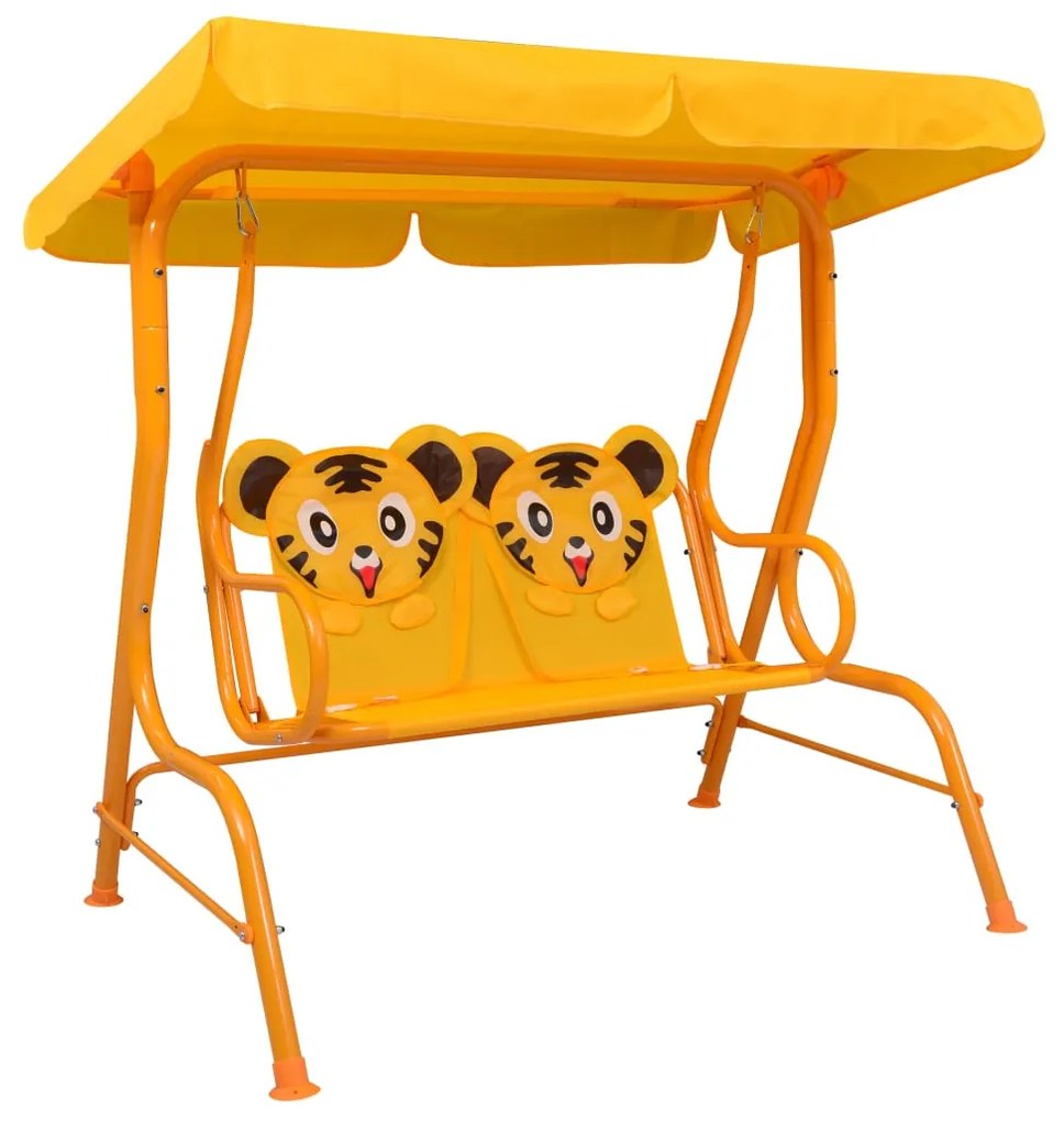 Banco de baloiço para crianças 115x75x110 cm tecido amarelo
