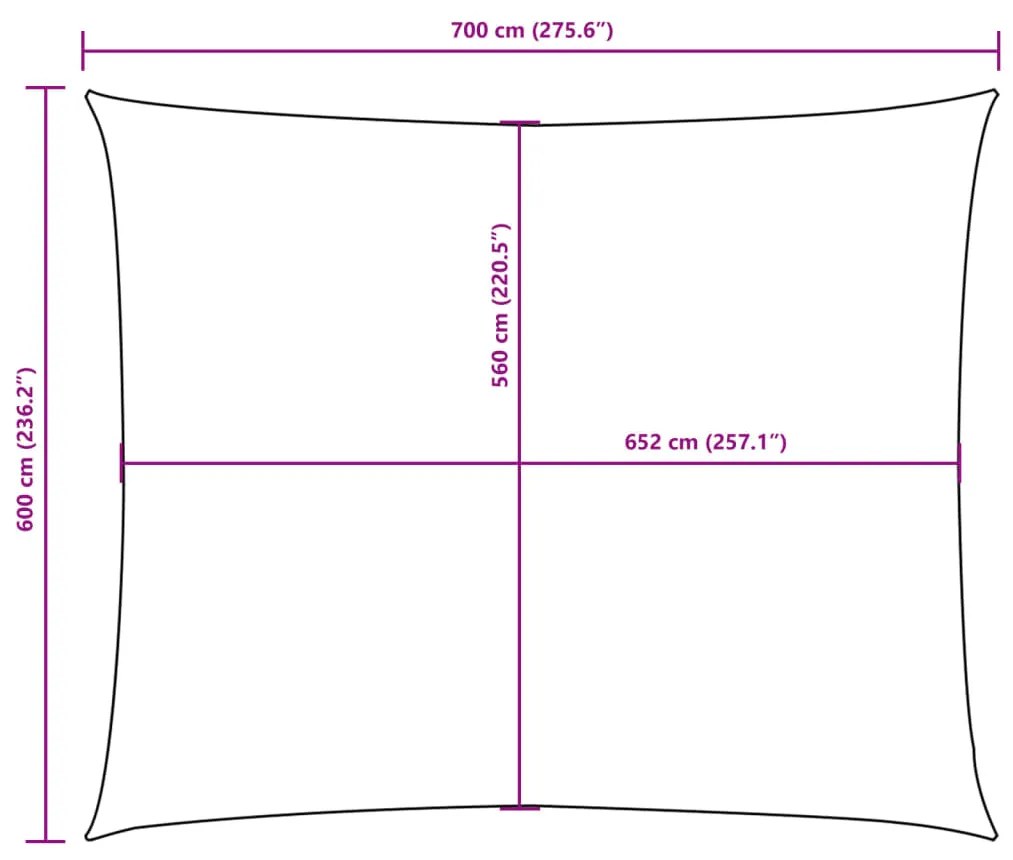 Para-sol estilo vela tecido oxford retangular 6x7 m cor creme