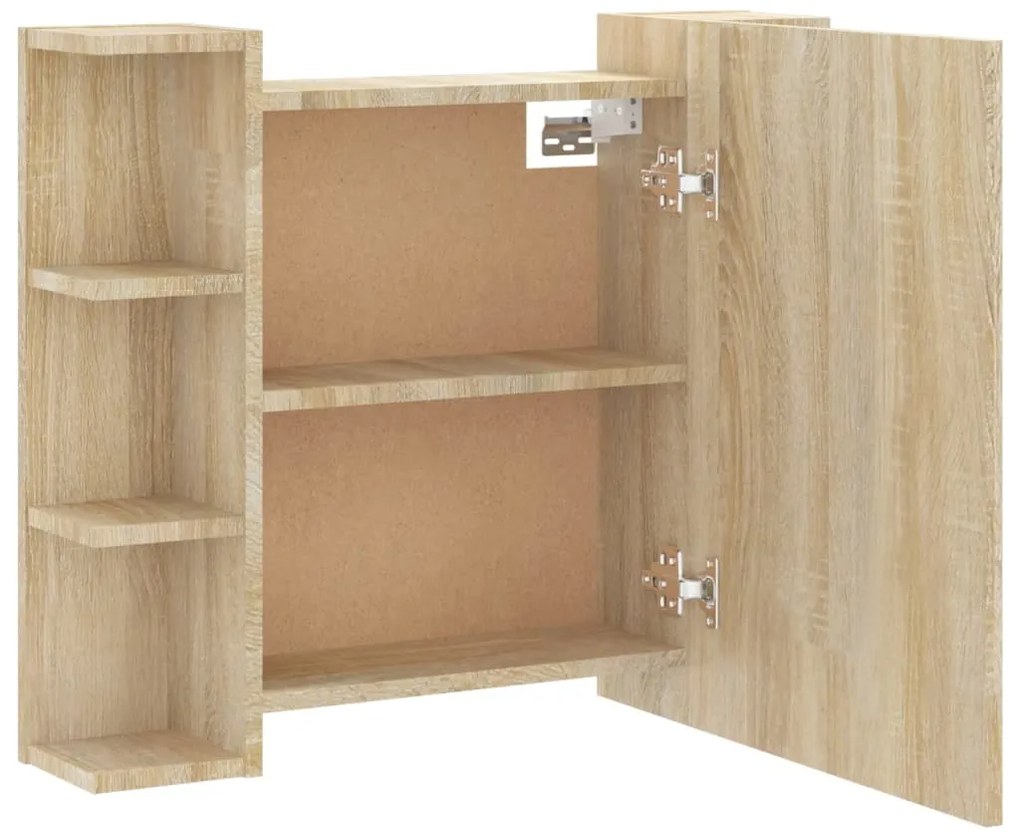 Armário espelhado com LED 70x16,5x60 cm carvalho sonoma