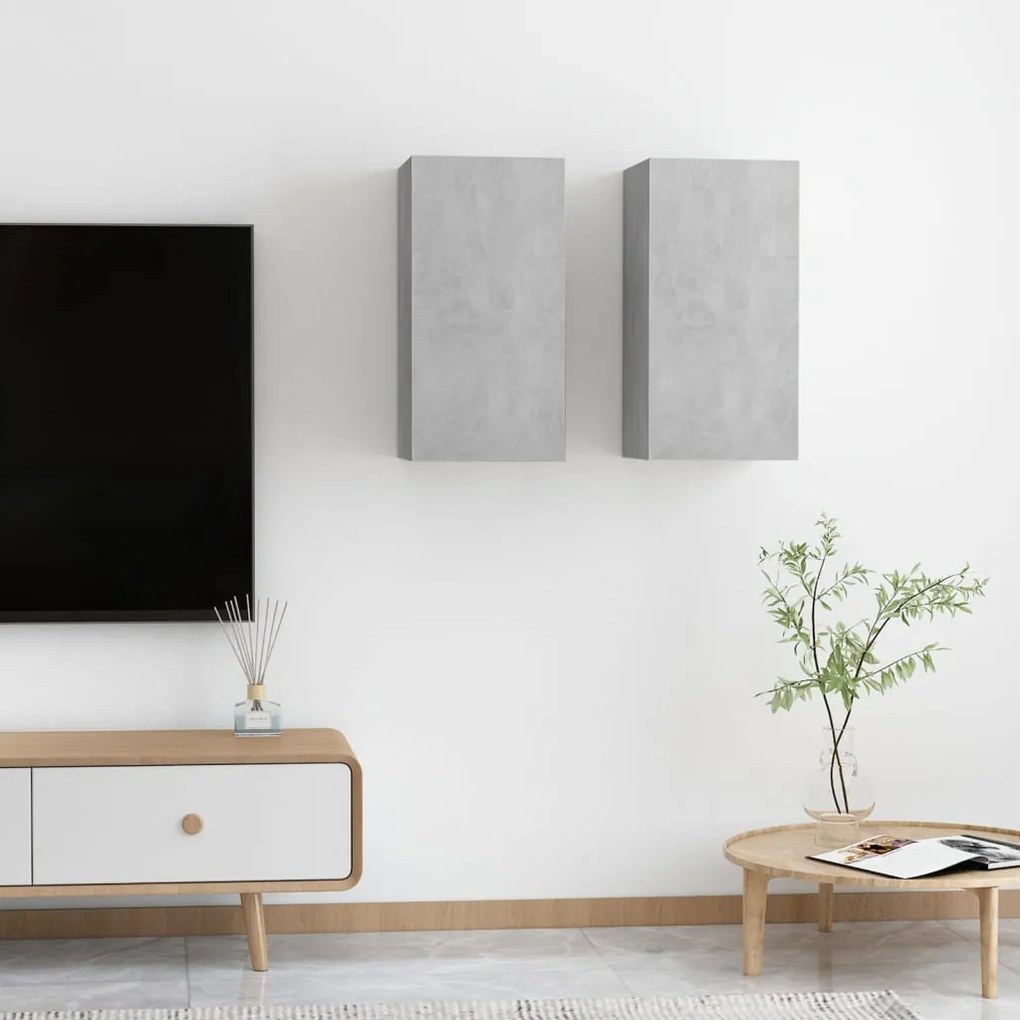 803335 vidaXL Móveis de TV 2 pcs 30,5x30x60 cm contraplacado cinzento cimento