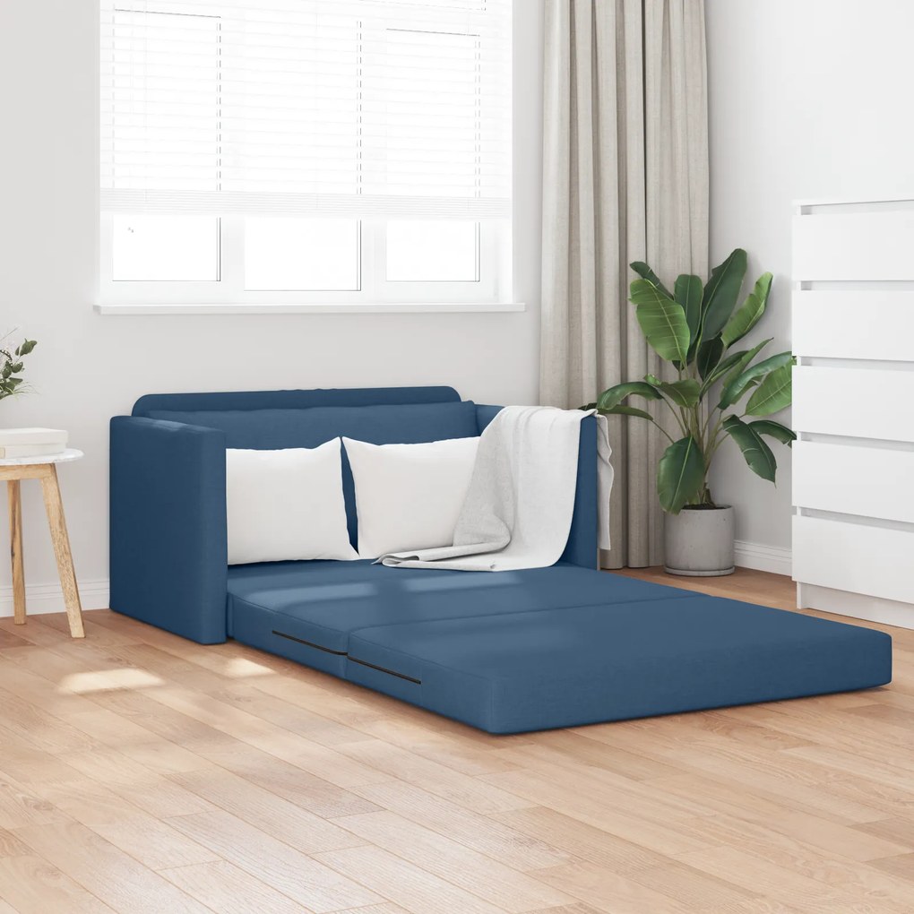 vidaXL Sofá Cama 2 em 1 Azul 124x71x78 cm Tecido