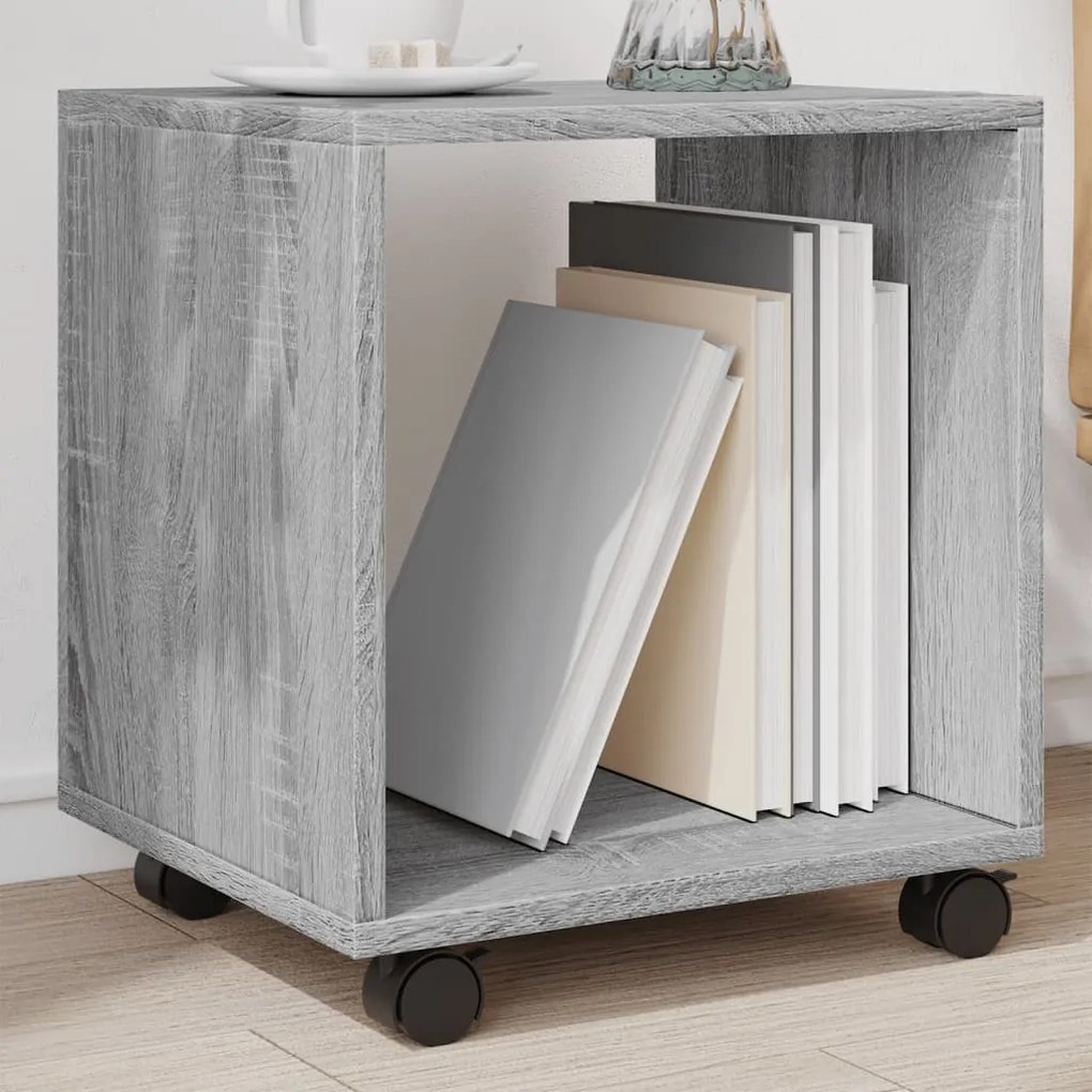 vidaXL Móvel com rodas 37x33x42,5 cm derivados de madeira cinza sonoma