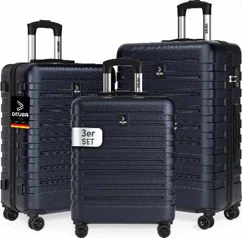 Conjunto de 3 malas rígidas «New York», rodas de 360°, ABS Azul escuro