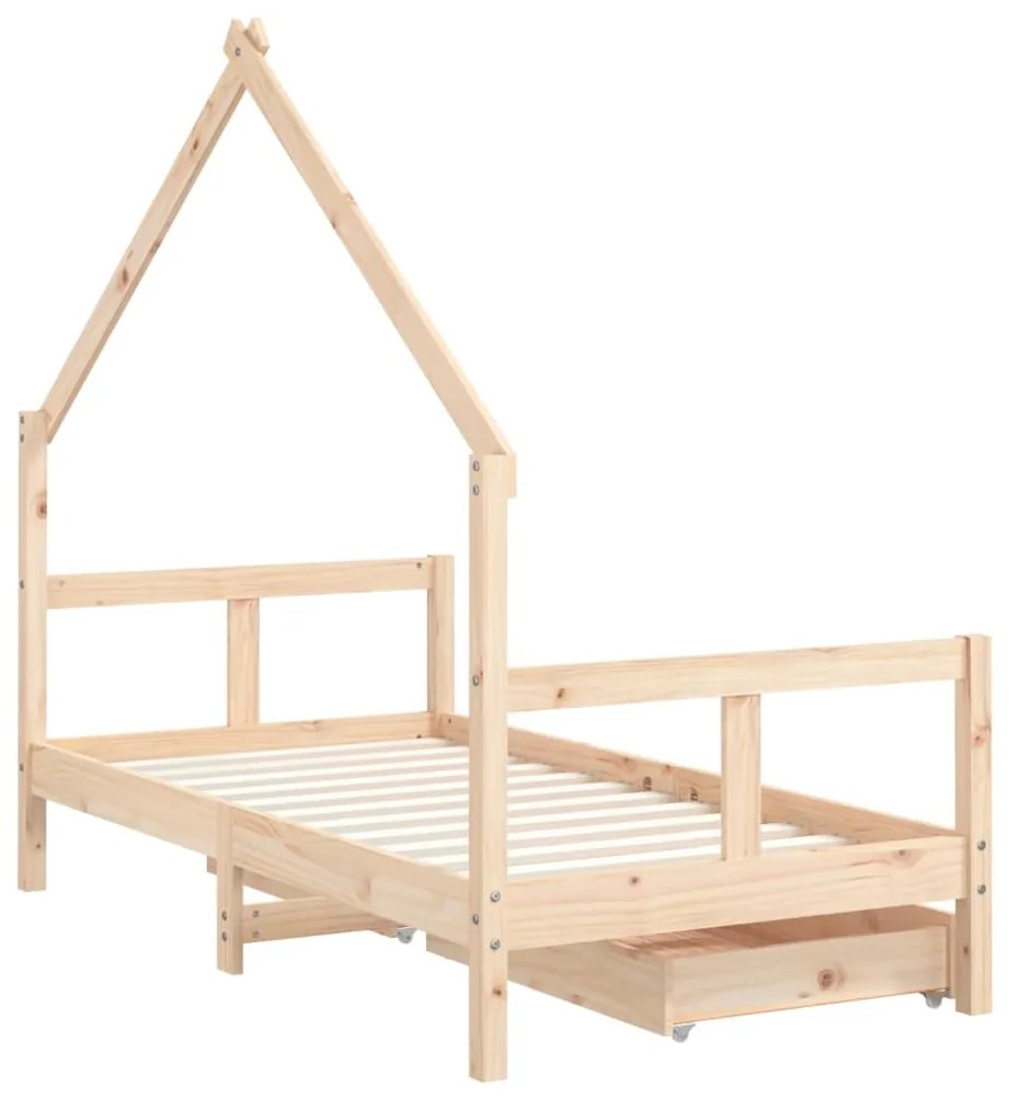 Estrutura de cama infantil c/ gavetas 80x160 cm pinho maciço
