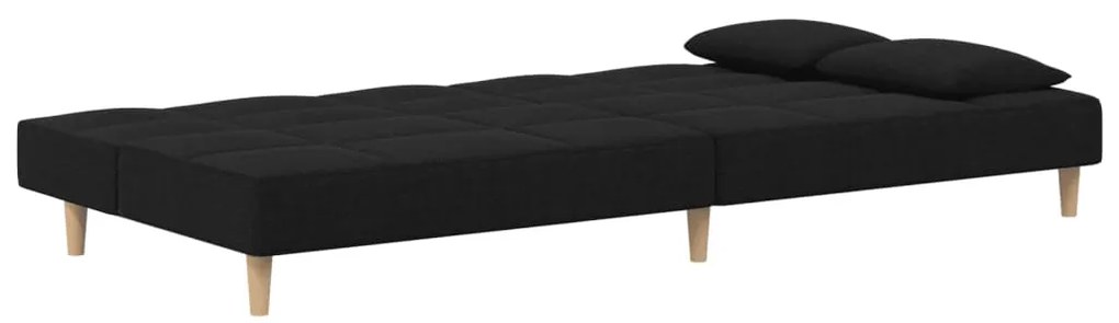 Sofá-cama 2 lugares com duas almofadas tecido preto
