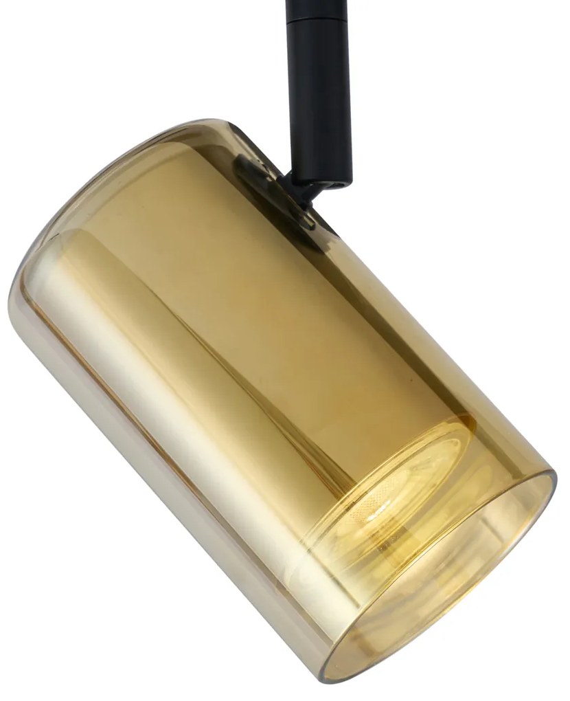 Foco moderno dourado com vidro âmbar para sistema de calhas monofásico - Iconic Lloyd Moderno