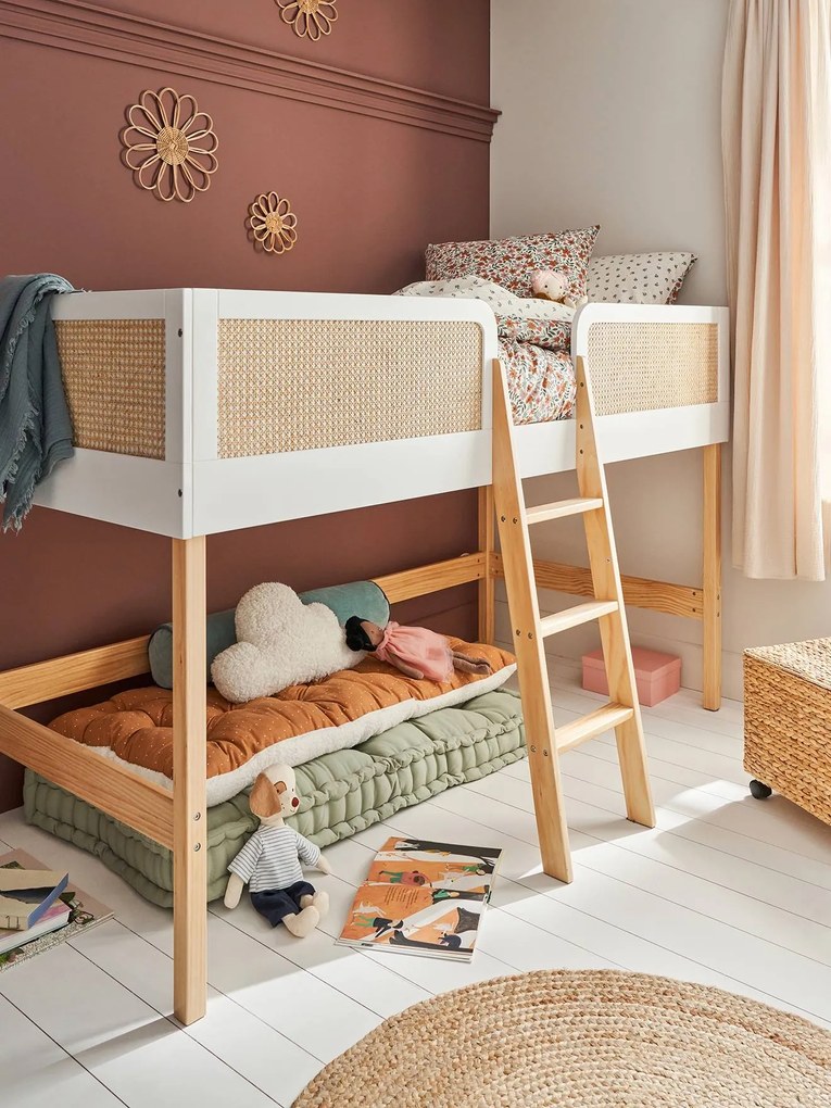 Cama mezanino, em palhinha branco
