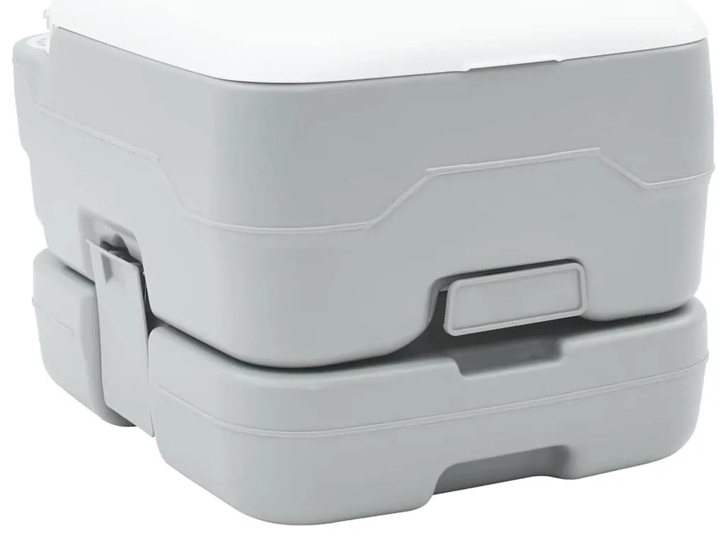 vidaXL Vaso Sanitário Portátil para Camping Cinzento e branco