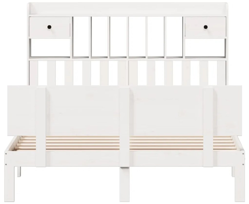 Cama com estante sem colchão 150x200 cm pinho maciço branco