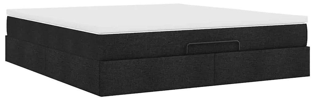 Estrutura de cama otomana com colchão 160x200 cm tecido preto