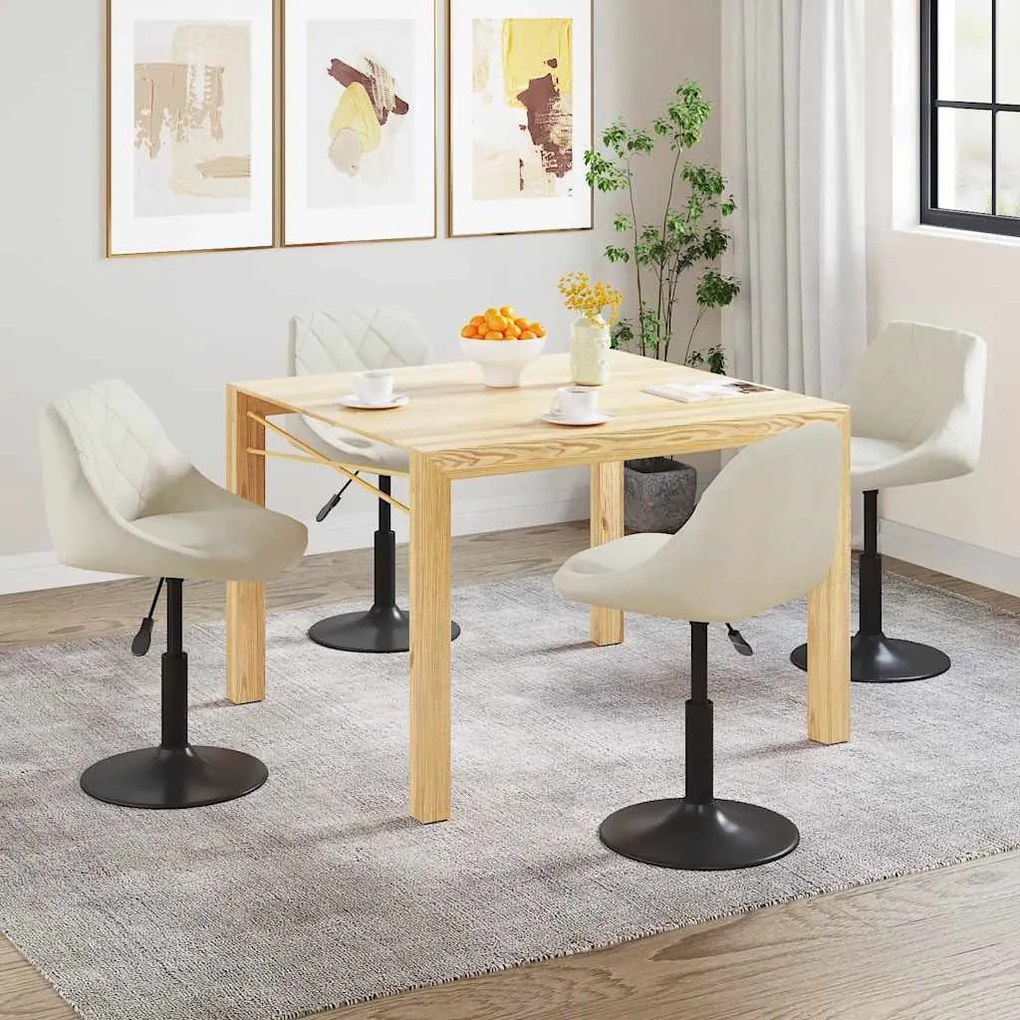 vidaXL Cadeiras de jantar giratórias 4 pcs veludo cor creme