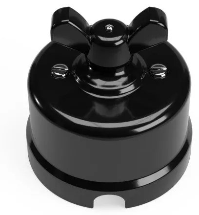 Switch/Diverter in black porcelain with butterfly nut