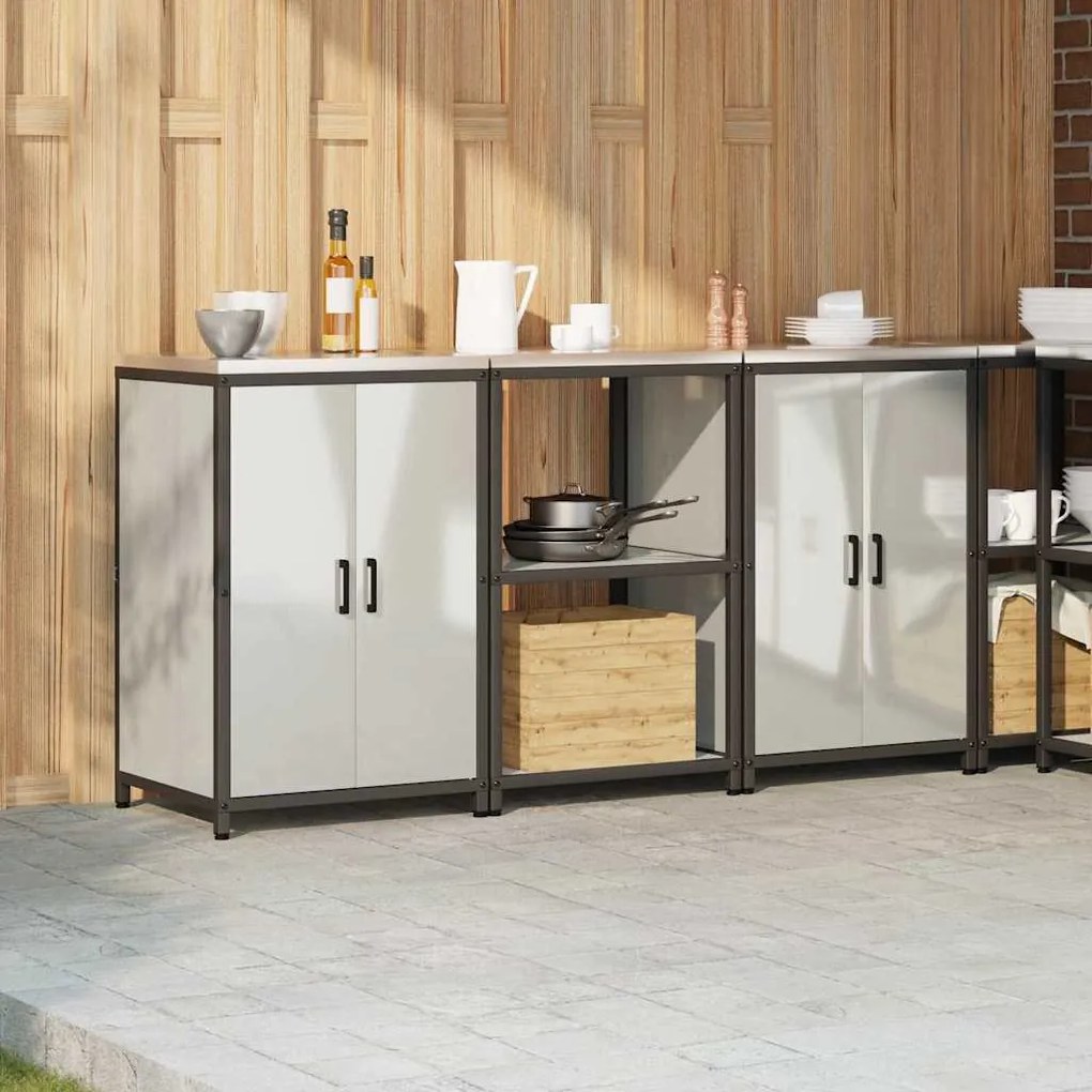 Conjunto de Armazenamento de Cozinha com prateleira 3 pcs Prata