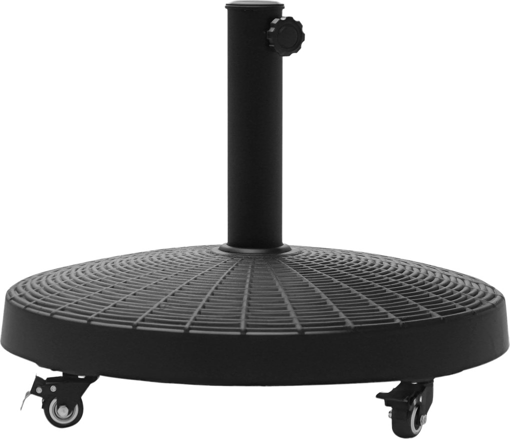 Outsunny Base para Chapéu de Sol Redonda Ø52 cm Suporte com Rodas e Peso de 22,7 kg Compatível com Mastros Ø38 mm e Ø48 mm Preto | Aosom Portugal