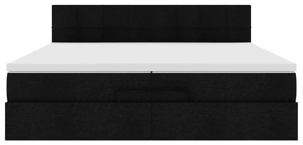 Estrutura de cama otomana com colchão 200x200 cm tecido preto