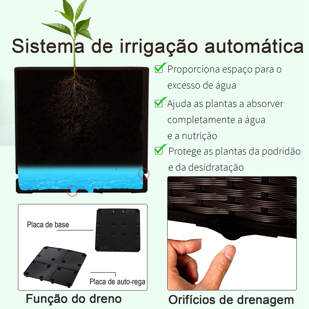 Conjunto de 2 Floreiras Quadradas Floreiras para Flores e Vegetais com