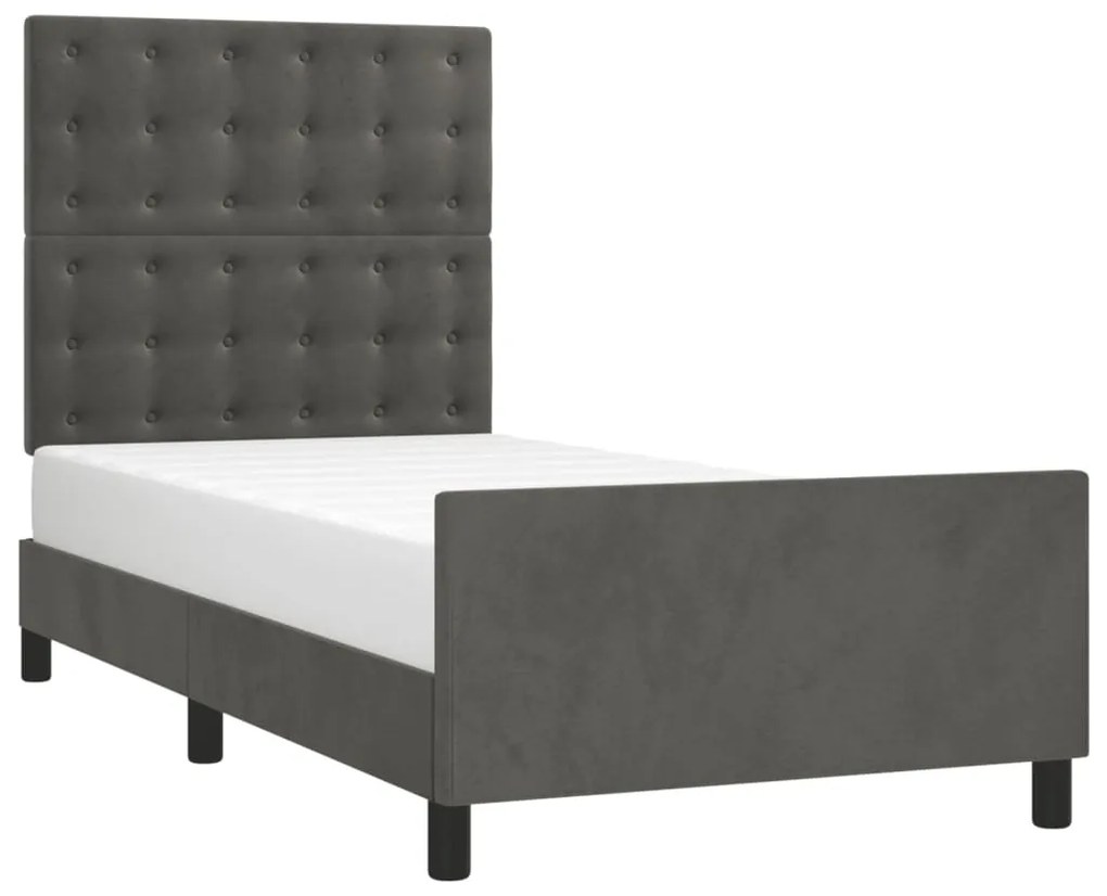 Estrutura de cama sem colchão 90x200 cm veludo cinzento-escuro