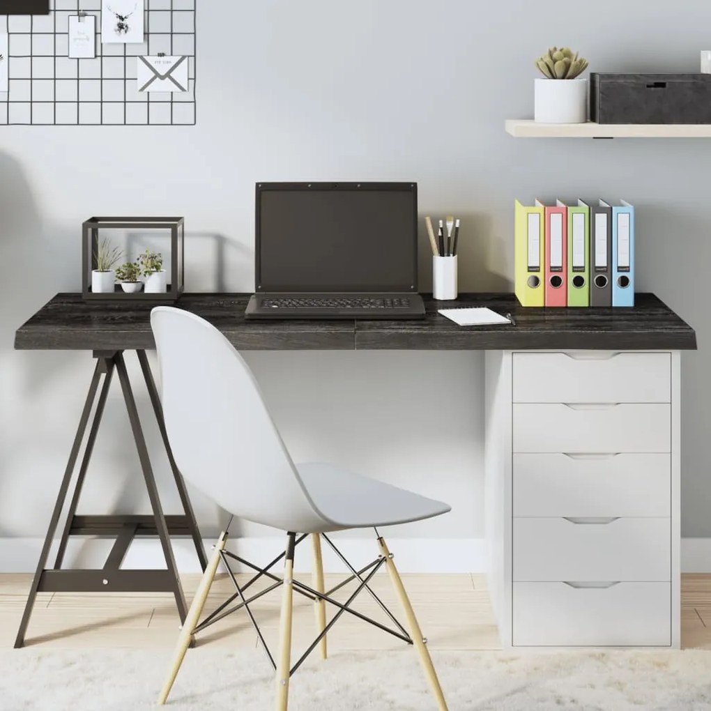 vidaXL Tampo de mesa 140x60x(2-4) cm carvalho tratado castanho-escuro