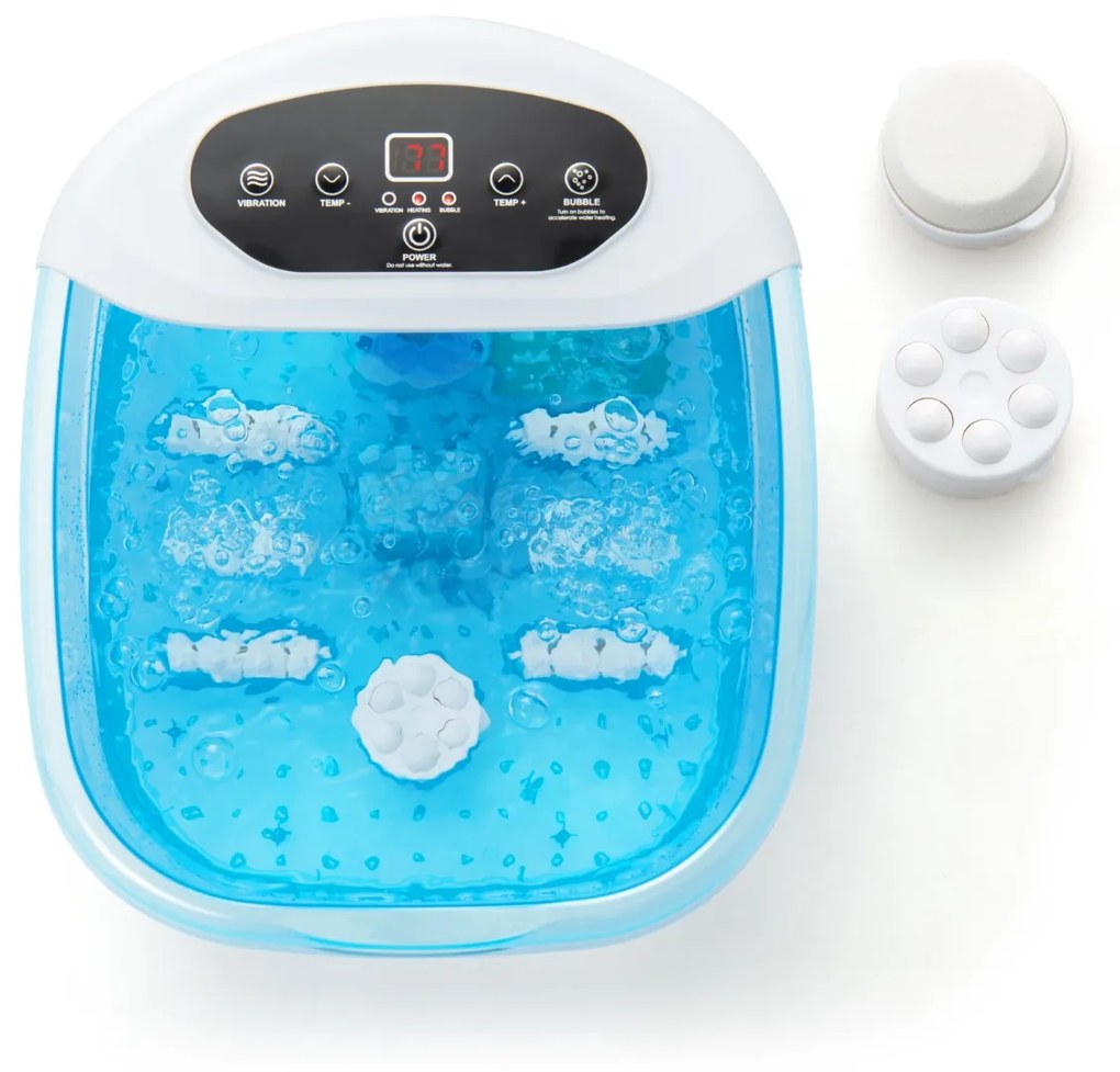 Massageador Pes com pedras e esferas de massagem removíveis Massageador Pes para bolas e vibração 33 x 39 x 18 cm Azul