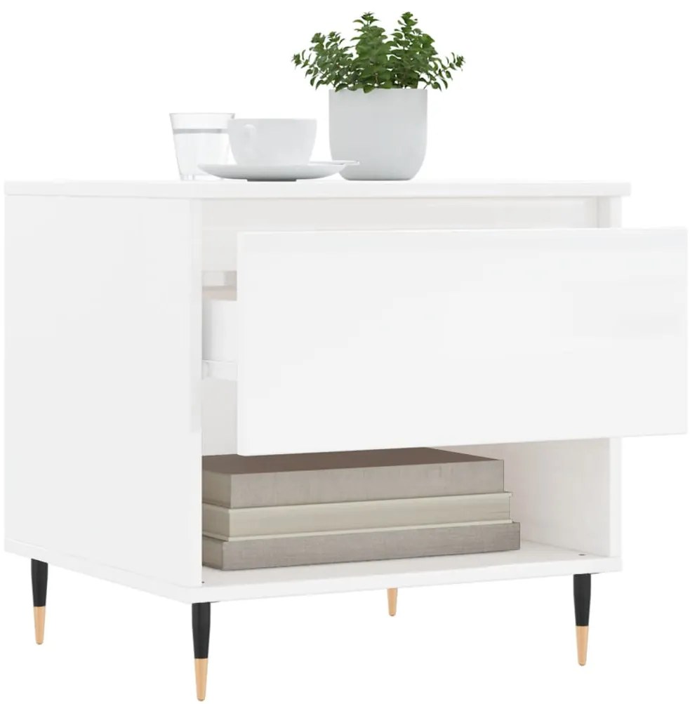 Mesas de centro 2pcs 50x46x50cm deriv. madeira branco brilhante