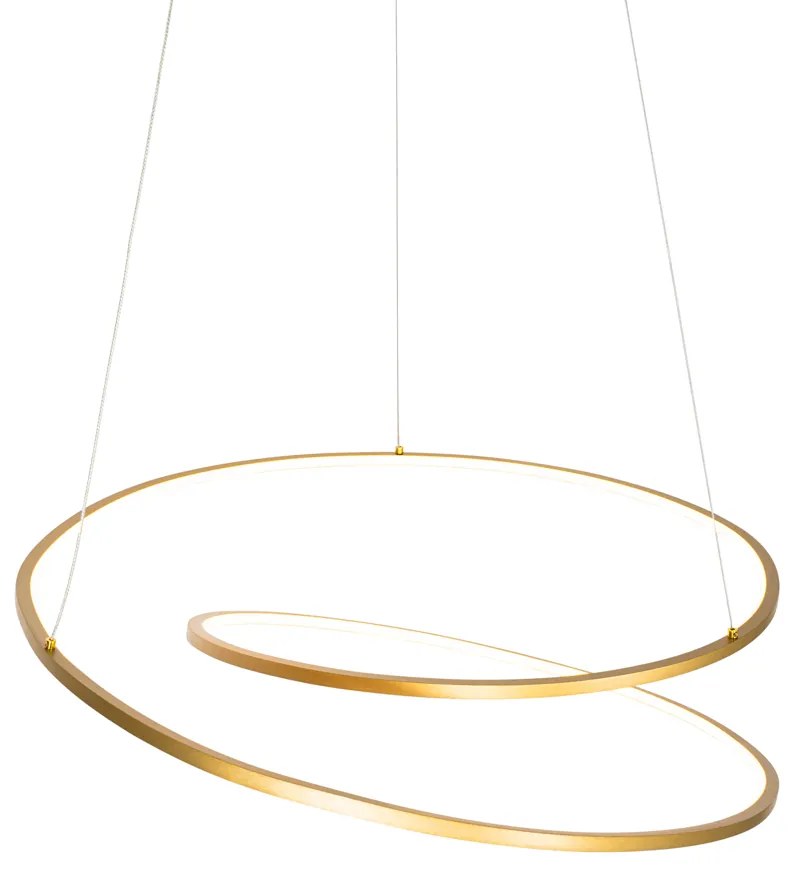 Candeeiro de suspensão design dourado 72 cm com LED regulável em 3 níveis - Rowan Design