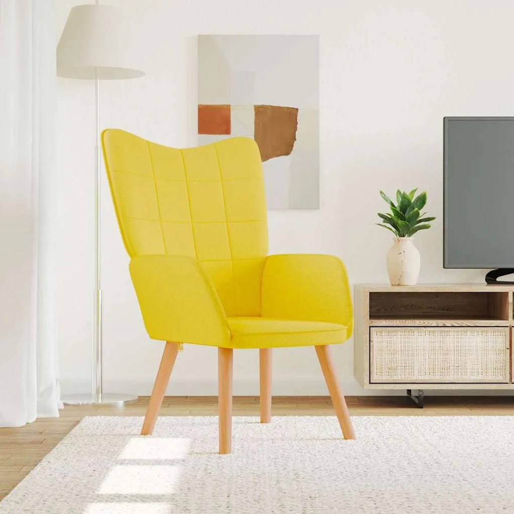 vidaXL Poltrona de descanso tecido amarelo mostarda