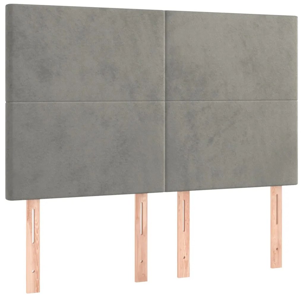 Estrutura de cama sem colchão 140x200 cm veludo cinzento-claro