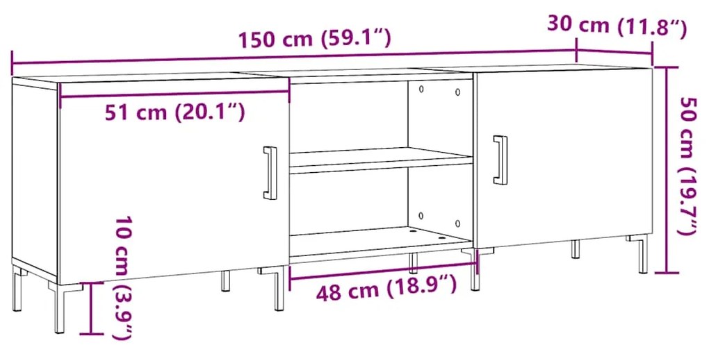 Móvel para TV 150x30x50 cm derivados de madeira madeira velha