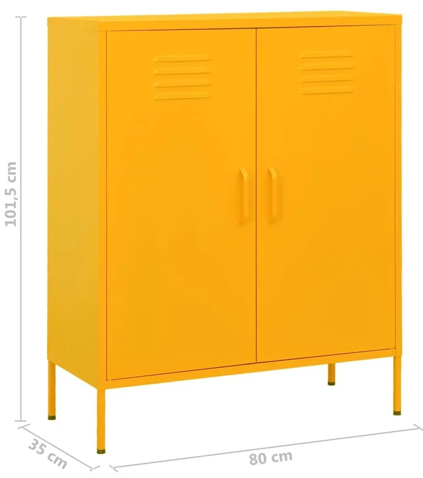 Armário de arrumação aço 80x35x101,5 cm amarelo mostarda