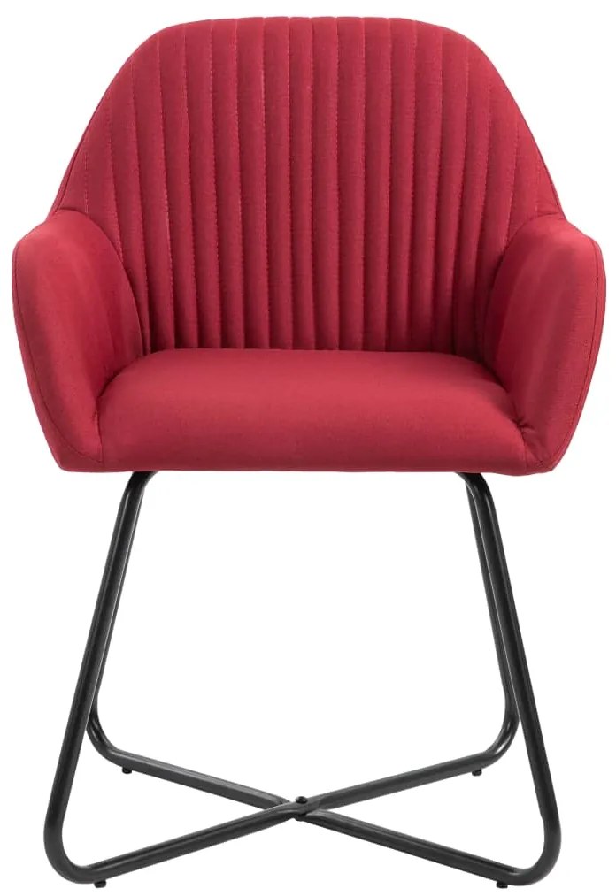 Cadeiras de jantar 4 pcs tecido vermelho tinto