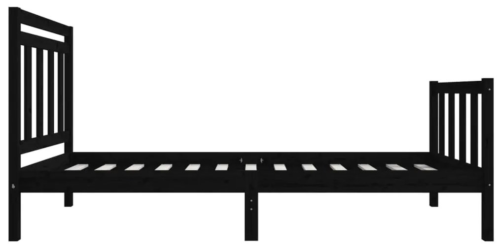 Estrutura cama pequena solteiro 75x190 cm madeira maciça preto