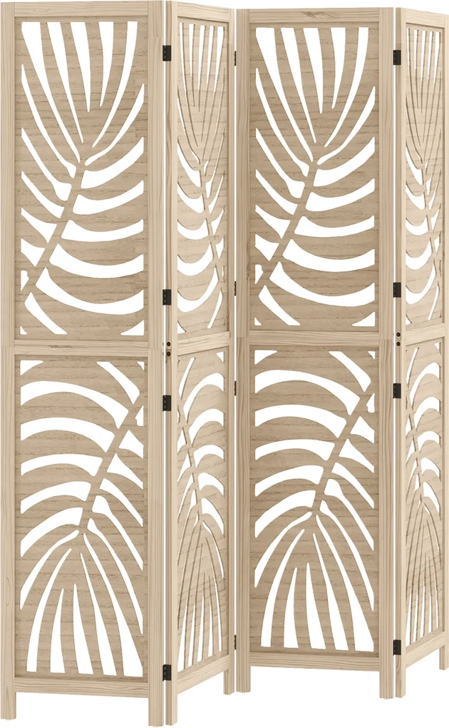 HOMCOM Biombo Interior em Madeira 4 Painéis 160x170 cm Dobrável e ...