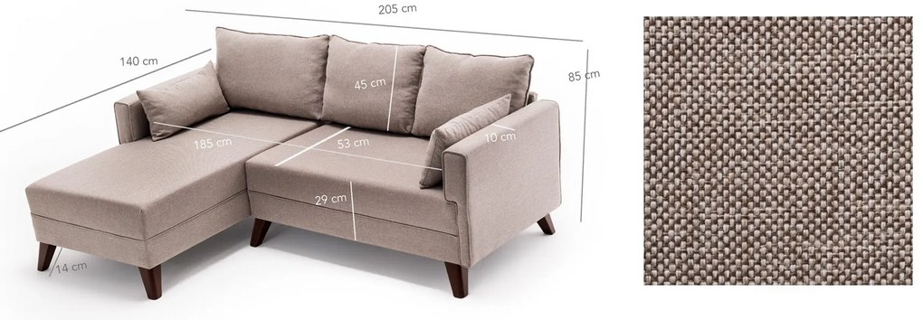 Sofá-Cama de Canto Bella – Creme – 205x85x140 cm